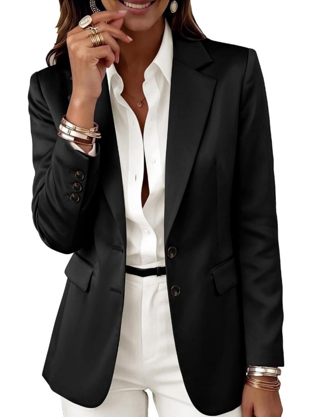 Satin Long Sleeve Blazer for Women | Business Casual Fall Fashion 2026